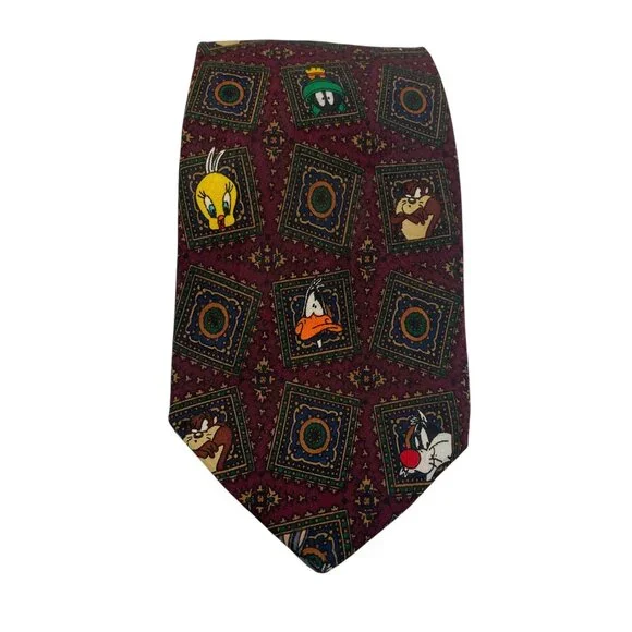 Vintage Looney Tunes‎ Mania Nostalgia Martian Stamp Necktie Tie Mens 57
