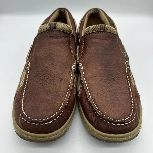Bass Baron III Shoes Mens Size 13 Brown Leather Slip On Casual Boat Loafers