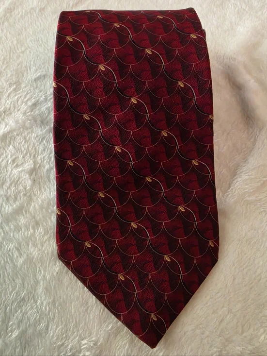 Bill Blass Black Label Red Geometric Silk Tie Mens Designer Classic