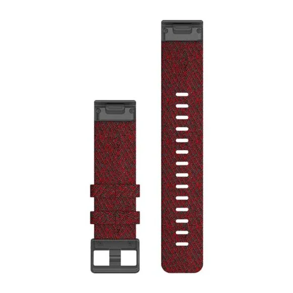 EUC Garmin QuickFit 22 Watch Band Heathered Red Nylon black metal Fenix 6