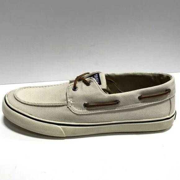 Sperry Men's Bahama II Distressed Boat Shoe Off White Size 13 M