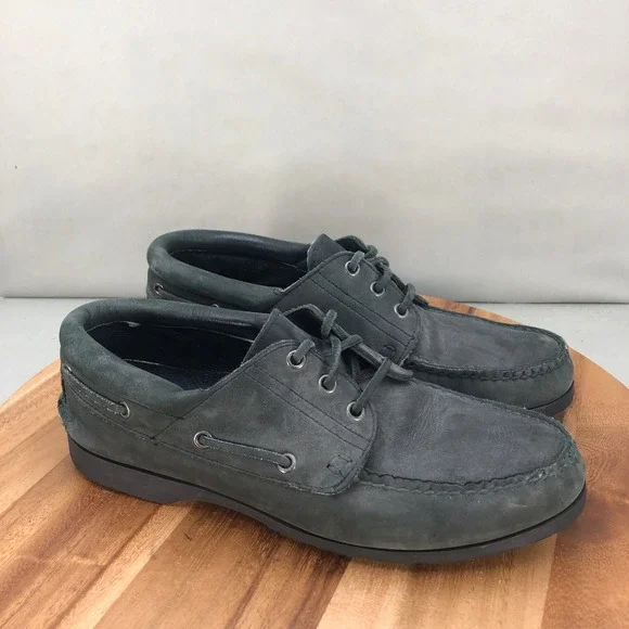 HHB Watermoc Boat Shoes Mens 11 M Gray Suede Leather Lace Up Casual Sneakers