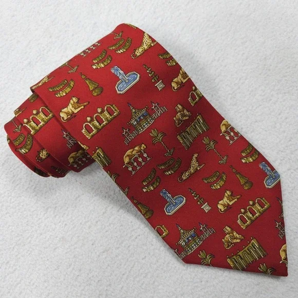 Salvatore Ferragamo Tie Mens Red 100% Silk Made in Italy Animal Novelty Print