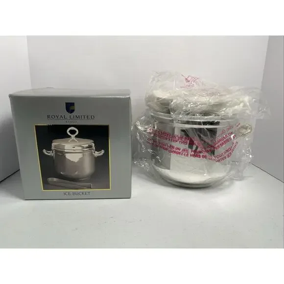 Vintage Royal Limited Silver Silver Plated Ice Bucket With Tongs 1995 NOS