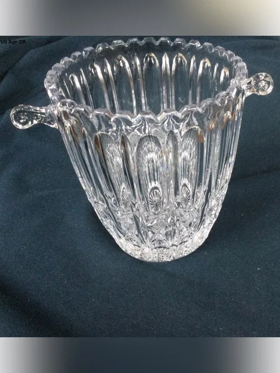 Vintage Crystal Ice Bucket with Handles