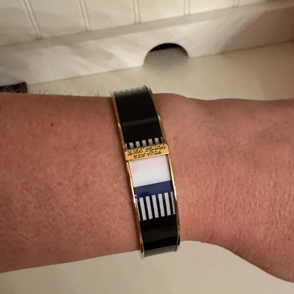 Kate Spade Striped Enamel Bangle Bracelet — See Photos
