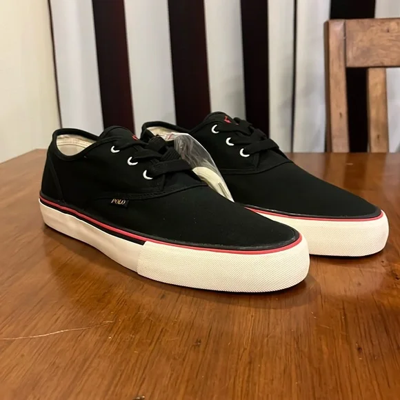 Polo Ralph Lauren Morray Boat Deck shoes sneakers new black red Mens Size 11