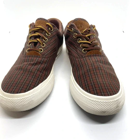 Ralph Lauren POLO Vaughn Plaid Brown Pattern sz7.5