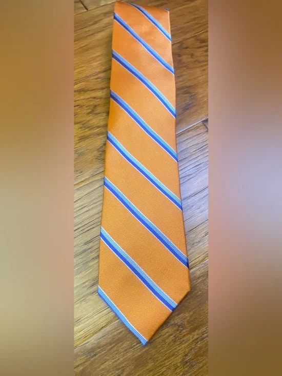 Chaps Men's Orange Striped Dress Tie with Blue Accent