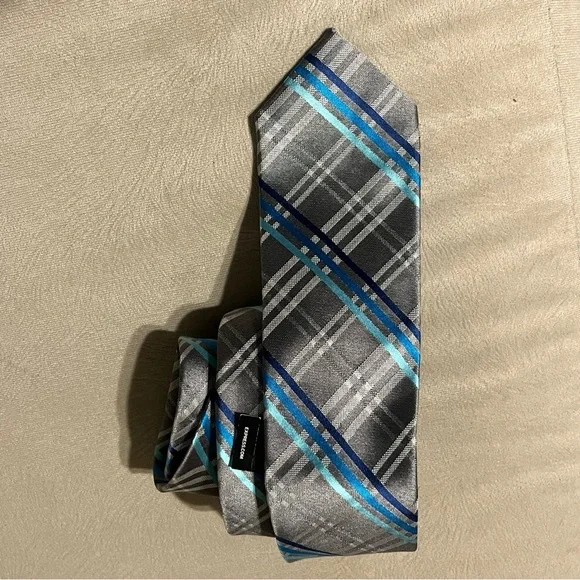 Express Corbata A‎ rrallas de hombre silver, Azul 61”long