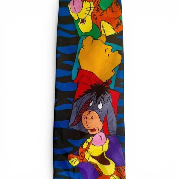 Disney Vintage Winnie the Pooh Tie Tigger Eeyore Blue Stripe 58