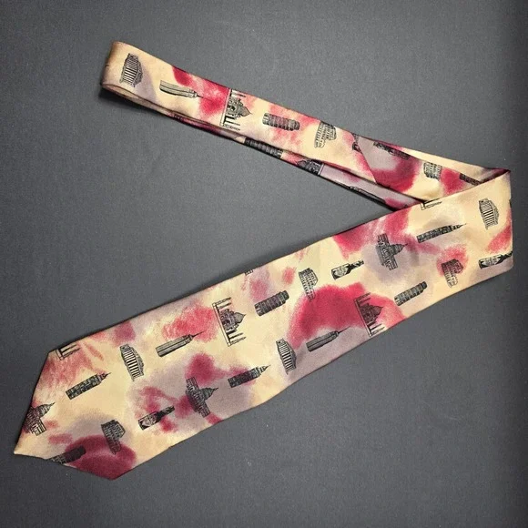 Tabasco Brand‎ Neckwear Novelty Necktie World Landmarks Architecture Silk