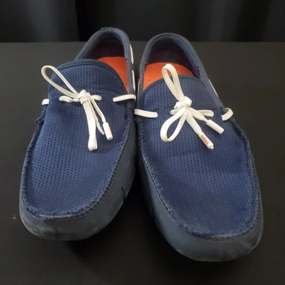 SWIMS Breeze Loafers Boat Shoes Men 13 Blue Slip On Braided Lace Water Resistant
