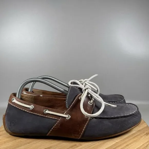 S Born Wavz Boat Shoes‎ Mens 8 Blue Leather Driving Comfort Casual Lace Up