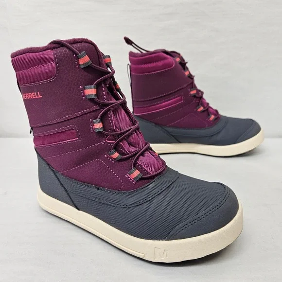 Merrell Snow Drift Waterproof Winter Boots MK163111 Berry Grey Girls Size 2