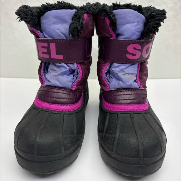 Sorel Kids Snow Boots in Purple, Pink & Black, SZ 11 toddler girl, box 40