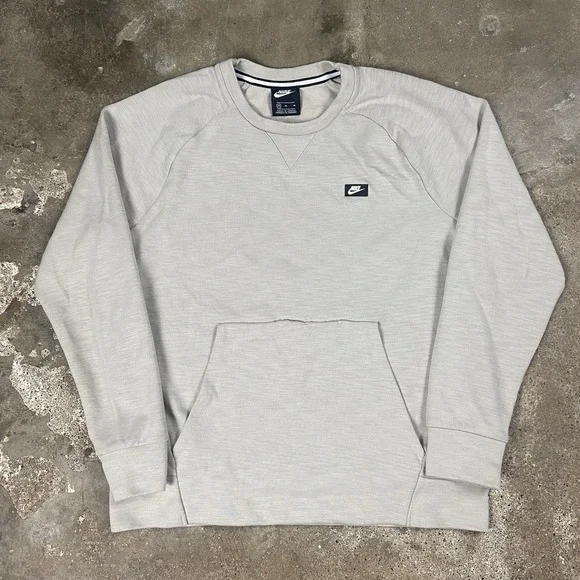 Nike Tech Fleece Sweatshirt Size Medium Beige Optic Pocket Crewneck Pullover