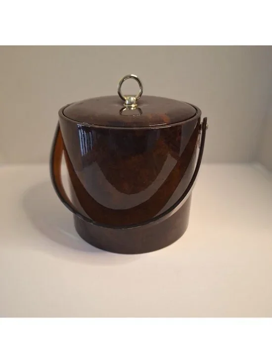 VINTAGE MID CENTURY MODERN GEORGES BRIARD TORTOISE SHELL VINYL ICE BUCKET