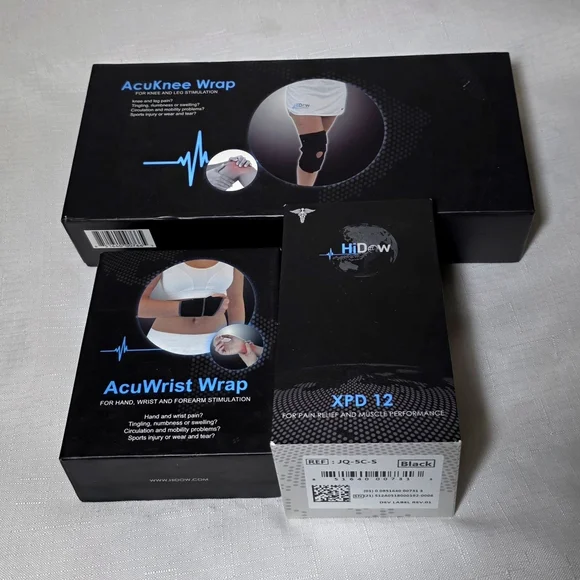 Hidow XPD 12 set with black AcuWrist and AcuKnee wraps Muscle stimulation lot