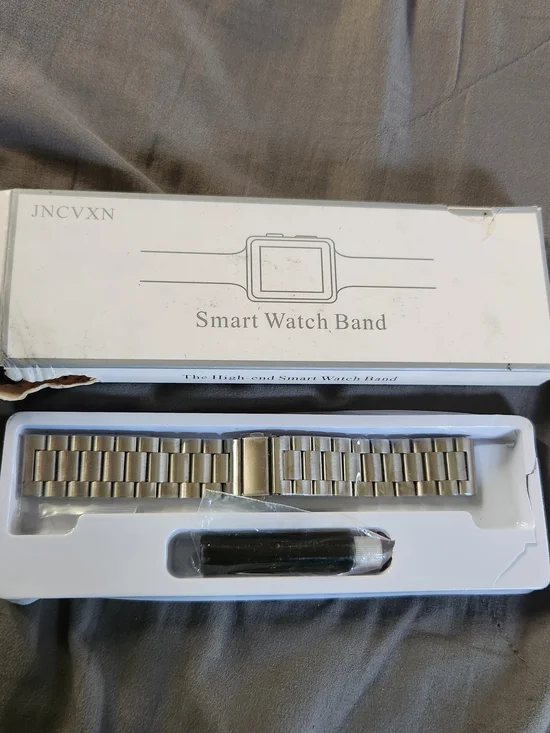 JNCVXN Silver Stainless Steel Smart Watch Band - Metal Link Bracelet