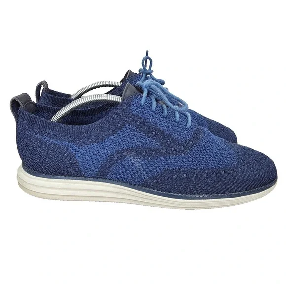 Cole Haan 4.Zerogrand Oxford Shoes Mens 9.5 M Blue Stitchlite‎ Wingtip Light