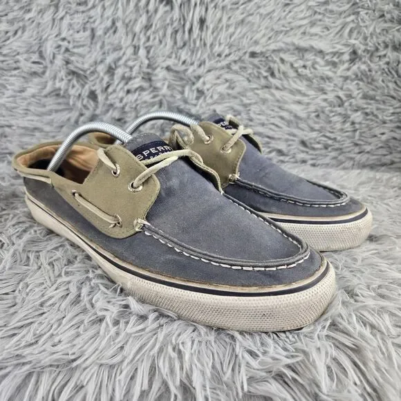 Sperry Mens 11M Navy Olive Canvas Two-Tone‎ Boat Shoe Loafers 0561333