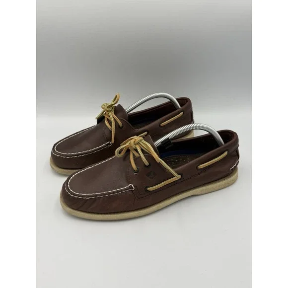 Sperry Top-Sider A/O 2-Eye Leather Boat Shoes Men's 9.5 Wide Dark Brown Non Mark