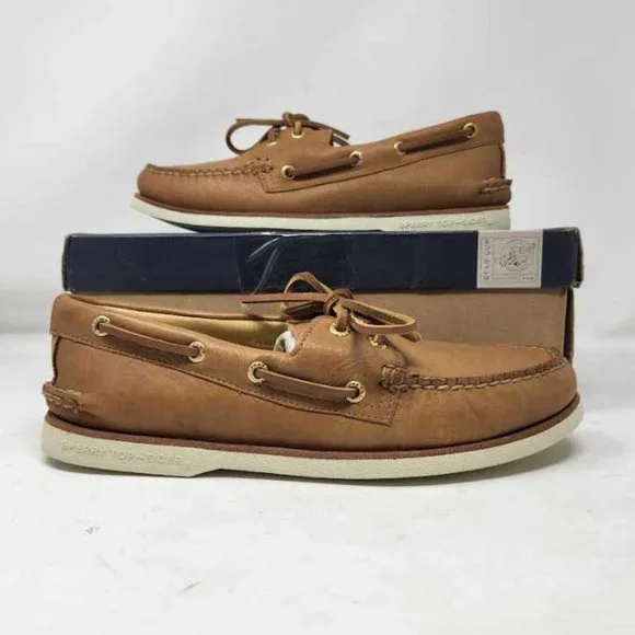 Men's 8 Sperry Gold Cup Authentic Original 2-eye boat shoes soft tan leather
