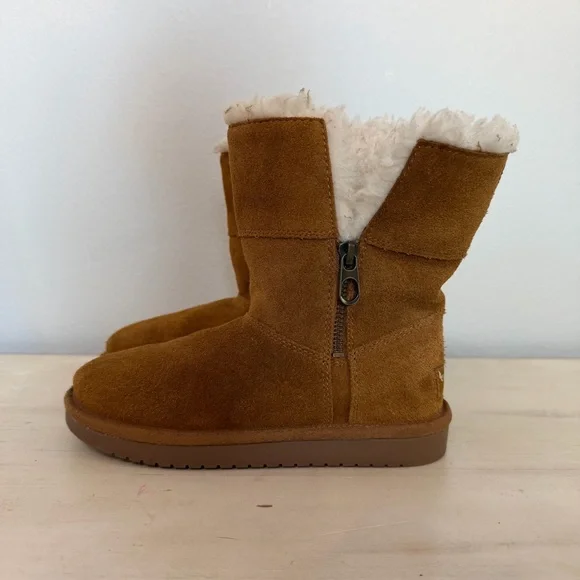 Koolaburra By Ugg Brown Suede Aribel Short Zipper Boots