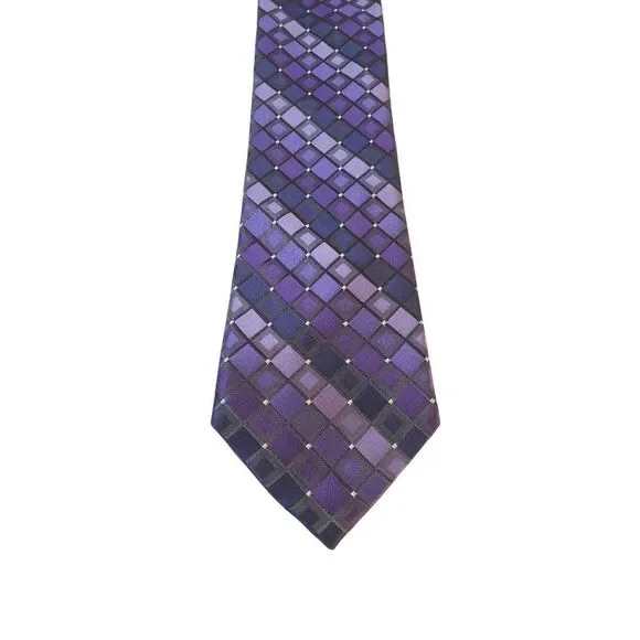 CK Calvin Klein Neck Tie Mens Luxury Purple Geometric Preppy Power Business‎