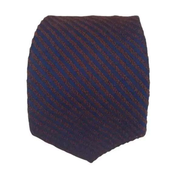 NAZARENO GABRIELLI Blue/Brown Striped Silk Tie ITALY 59