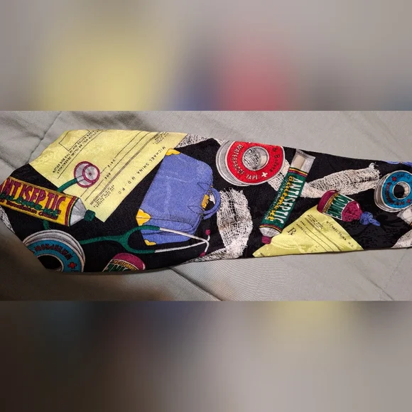 ADDICTION Necktie Tie Medical Dr Nurse 1st Responders 100% Silk First Aid