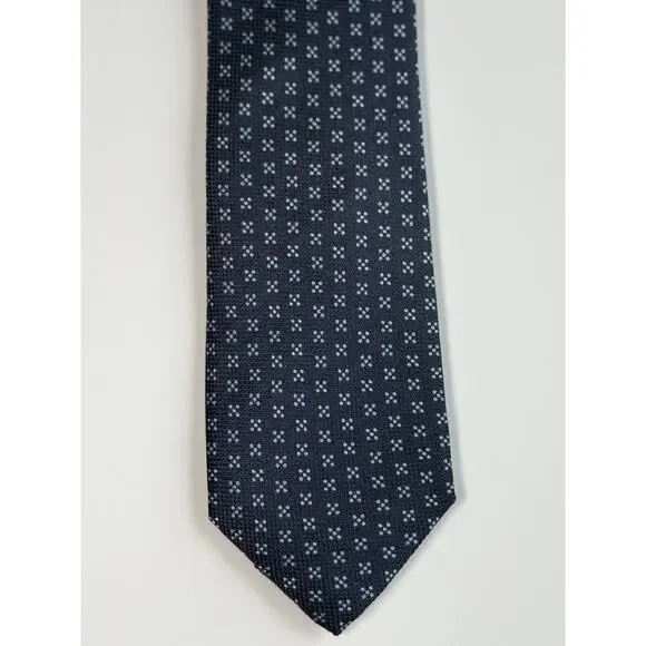 CHARLES TYRWHITT Men's 100% Silk Necktie Designer Blue with Light‎ Blue Dots EUC
