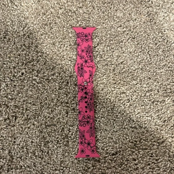 Pink Floral Silicone Watch Band for Smartwatches