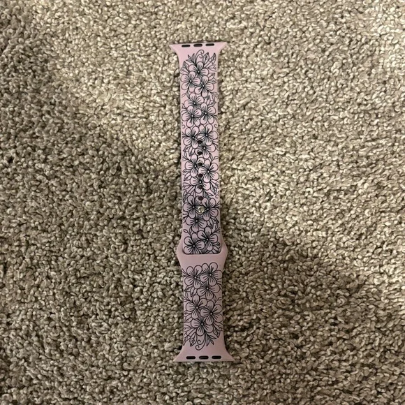 Pink Floral Silicone Wristband for Smartwatch - Decorative Strap