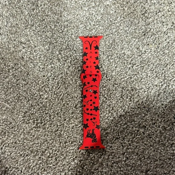 Red Star Pattern Silicone Watch Band Aries Zodiac