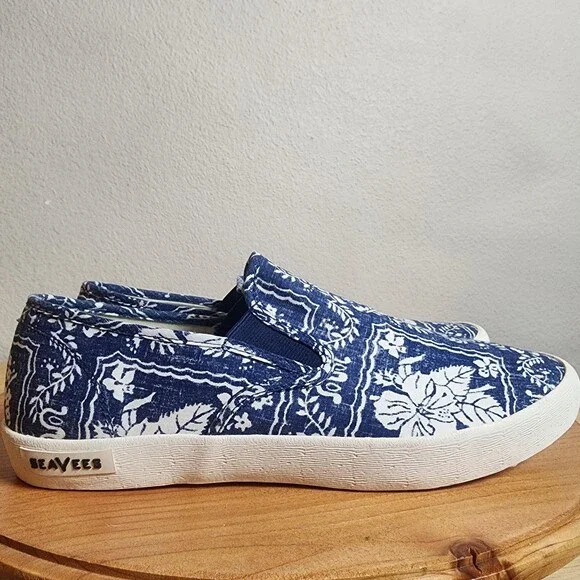 SeaVees Reyn Spooner Baja Shoes Mens Size 9.5 Hawaiian Floral Canvas Slip On