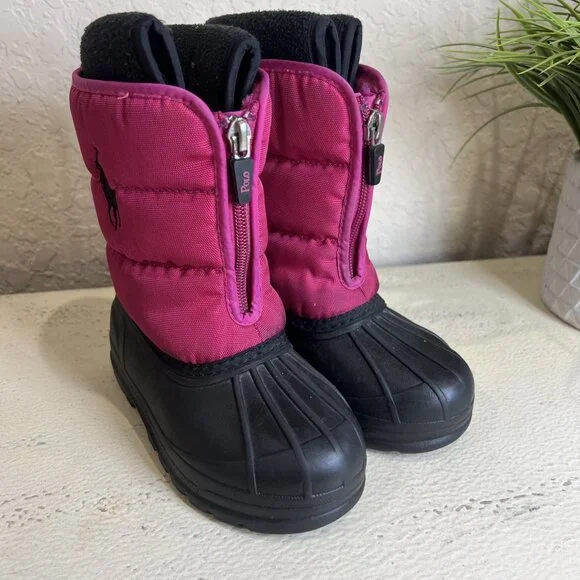 Polo Ralph Lauren Vancouver Crest Girls Hot Pink Winter Snow Boots Sz US8/US9