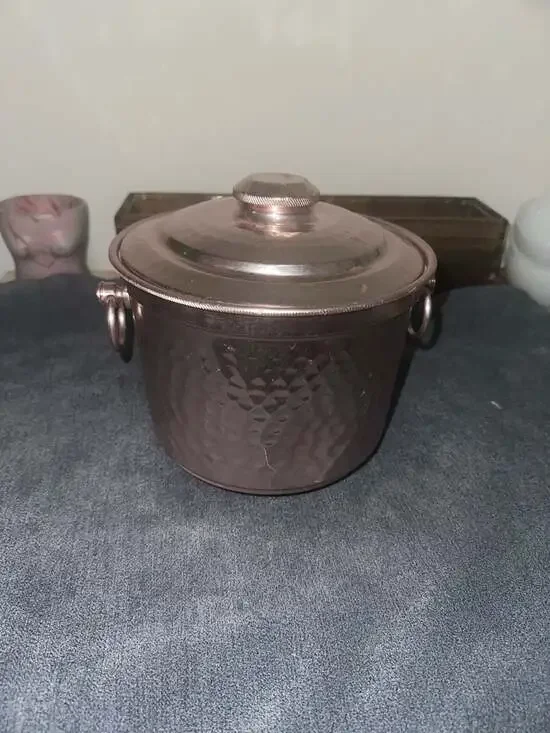 Vintage F.A.C.O. Omegna Hammered Aluminum Ice Bucket with Lid Made in Italy
