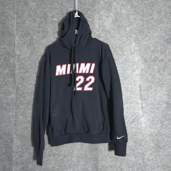 Nike Miami Heat Hoodie Mens Medium Black Jimmy Butler 22 NBA Pullover DB1183-010