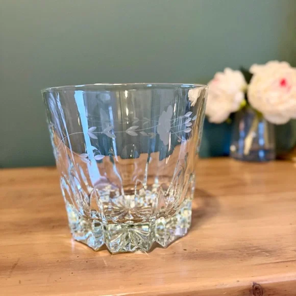 Vintage Princess House Heritage Etched Crystal Ice Bucket HEAVY 1980s Barware