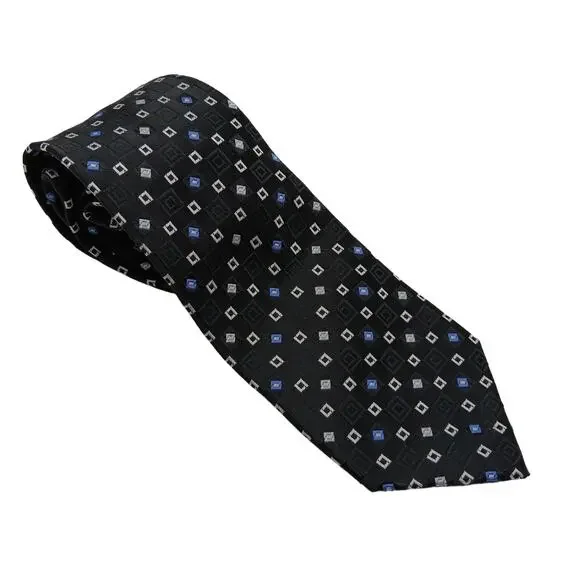 Umo Lorenzo Italy Classic Tie Black Geometric Print 50