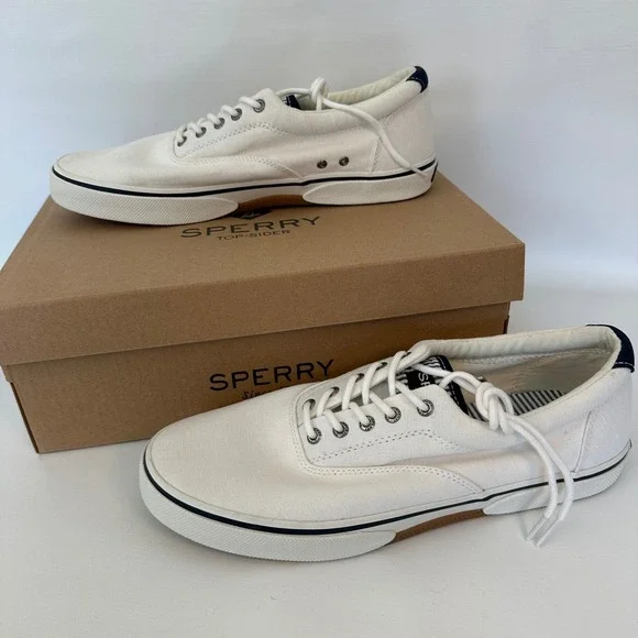 Sperry Top-Sider Mens White Canvas Boat Shoes Sneakers Size 12‎ STS22131