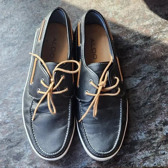 Aldo Black/Brown Leather Boat Shoes Size 10