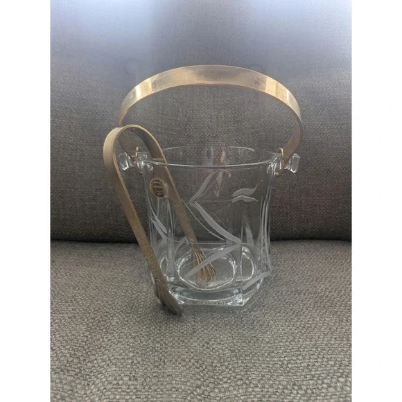 Vintage Arte Murano Linea Wheat Etched Ice Bucket 5