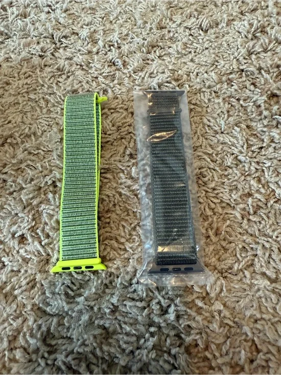 Replacement Nylon Loop Watch Bands - Lime Green and Charcoal