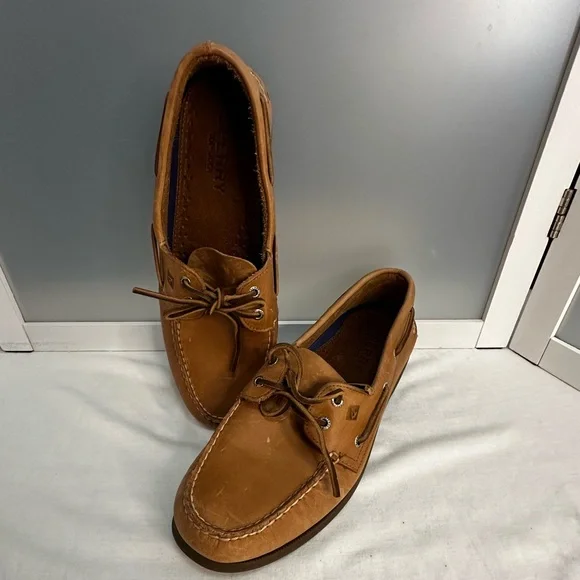 Sperry Top-Sider Boat Deck Shoes Sahara Men 120W Tan Leather Non Marking Soles