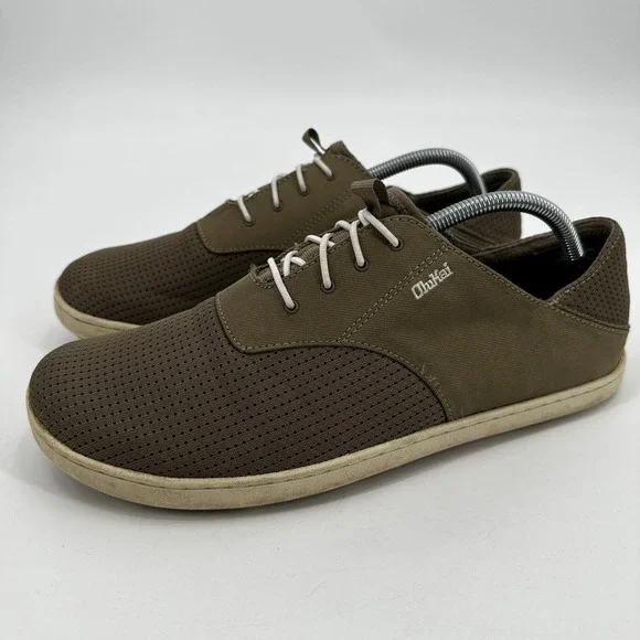 OluKai Nohea Moku Mens Olive Brown Mesh Boat Shoes Sneakers Size 10 Casual Slip