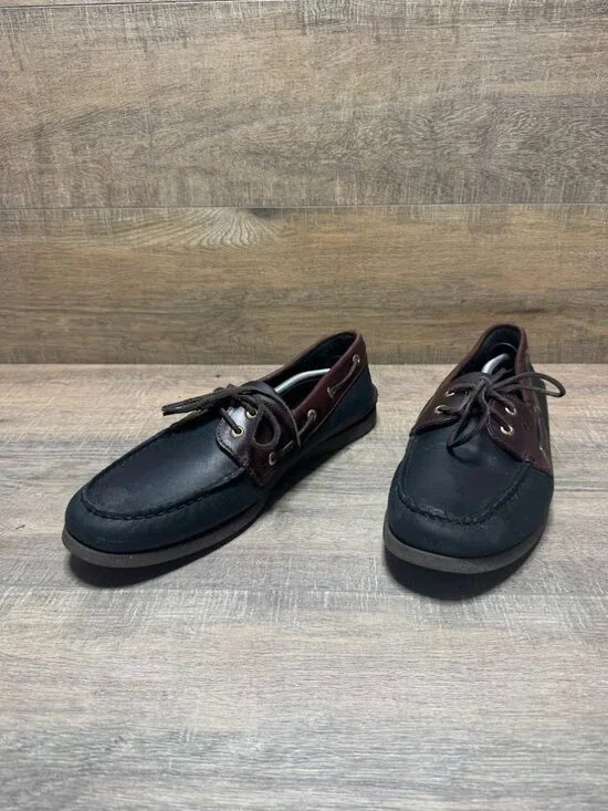 sperry Top Sider 2 Tone Black Leather Boat Shoes Men's Size 14