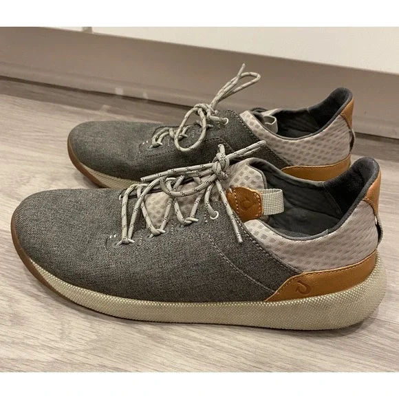OLUKAI Nanea Li Gray Boat Shoes-Mens 9.5-Weather Resistant Breathable Canvas